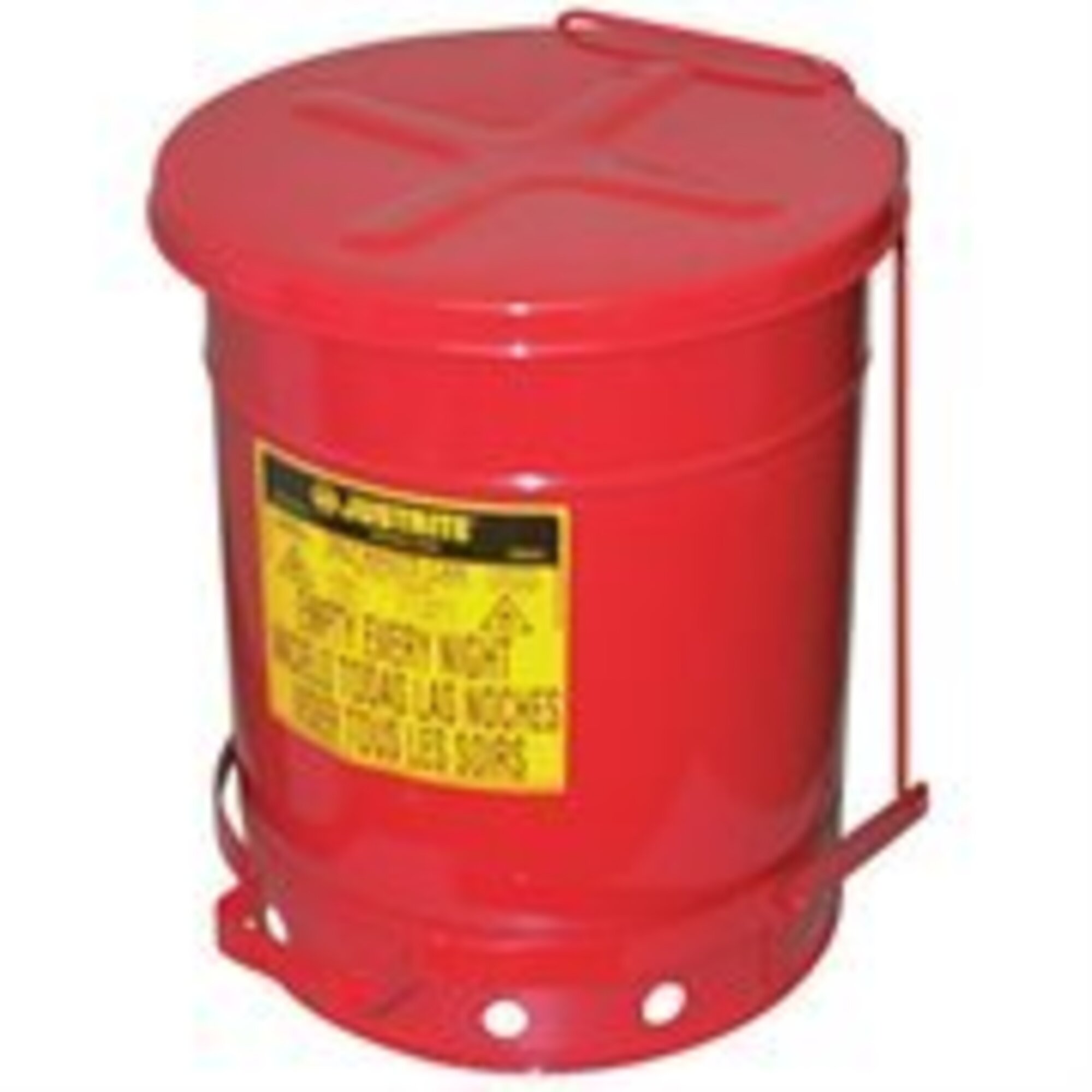 Justrite Oily Waste Can — 10 Gal., Lever Lid, Self-Closing, Red, Model# 09300